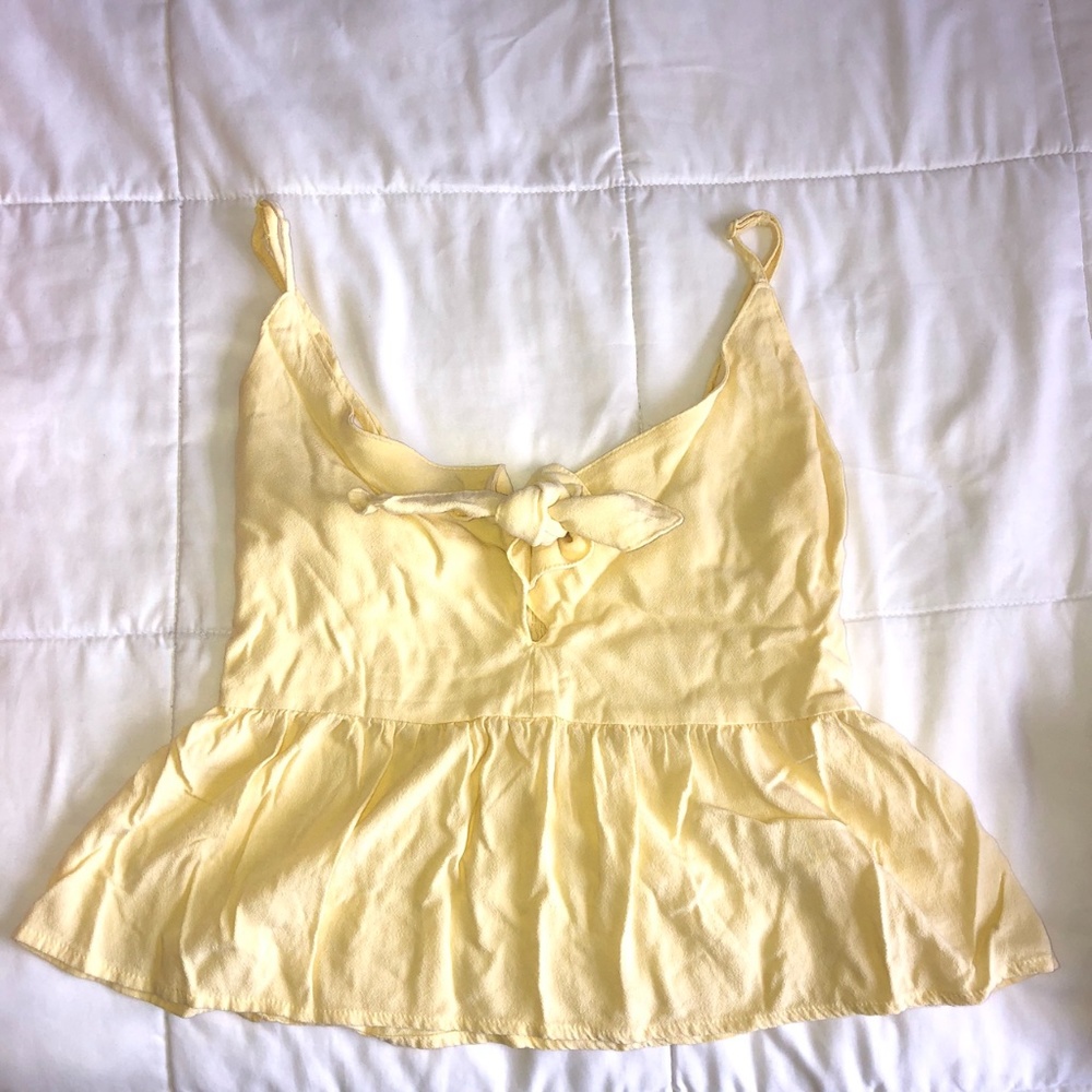 Pac Sun LA Hearts Yellow Tie Front Tank Top